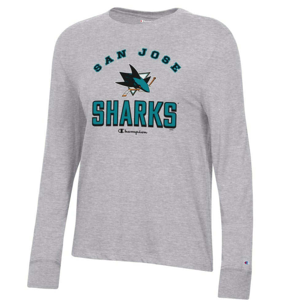 San Jose Sharks Champion Women's Core Long Sleeve T-Shirt - Heather Gray T-shirts