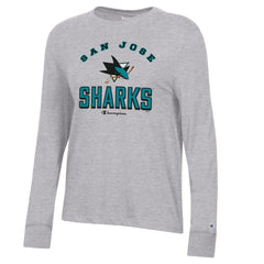 San Jose Sharks Champion Women's Core Long Sleeve T-Shirt - Heather Gray T-shirts