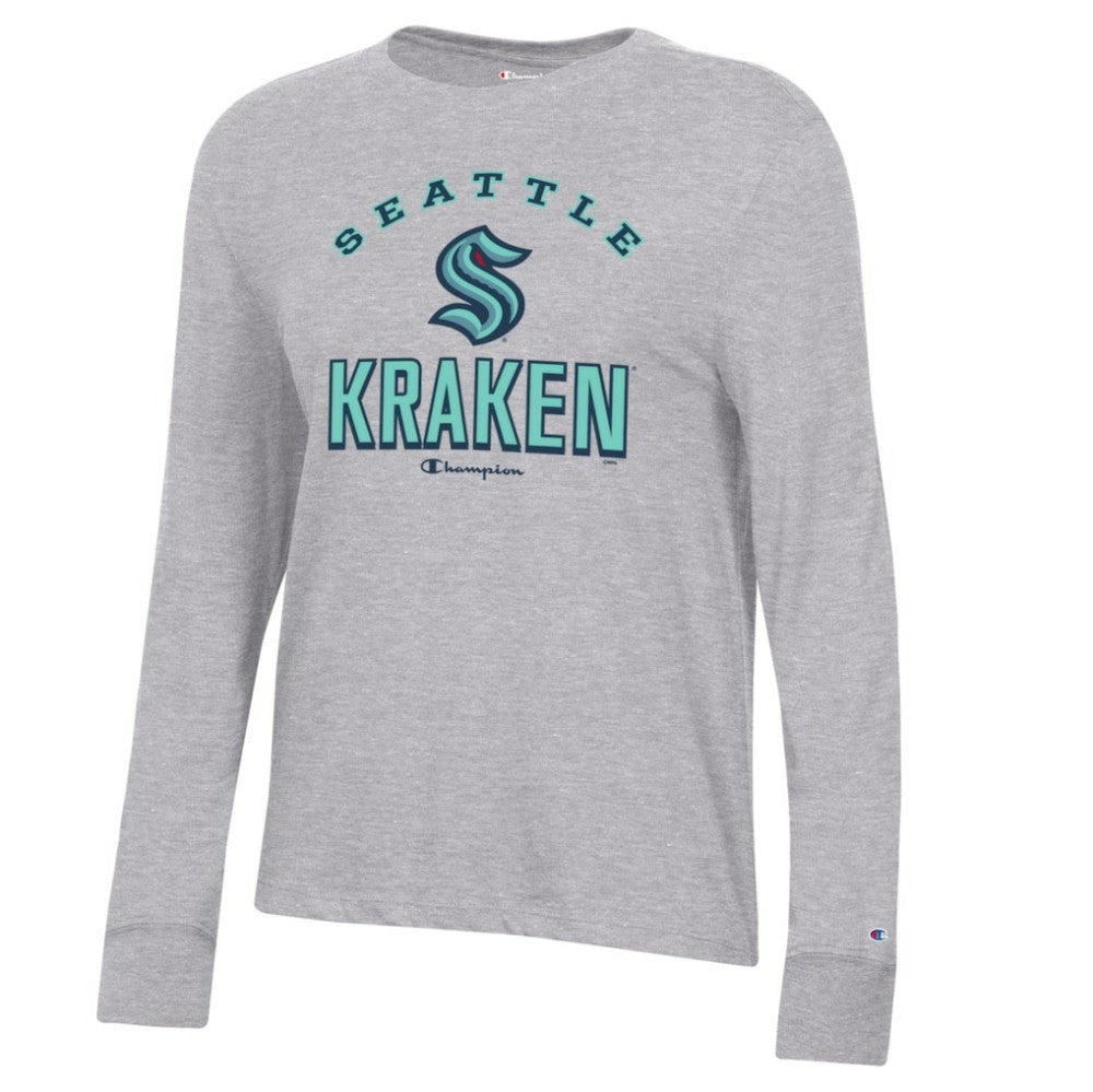 Seattle Kraken Champion Women's Core Long Sleeve T-Shirt - Heather Gray T-shirts