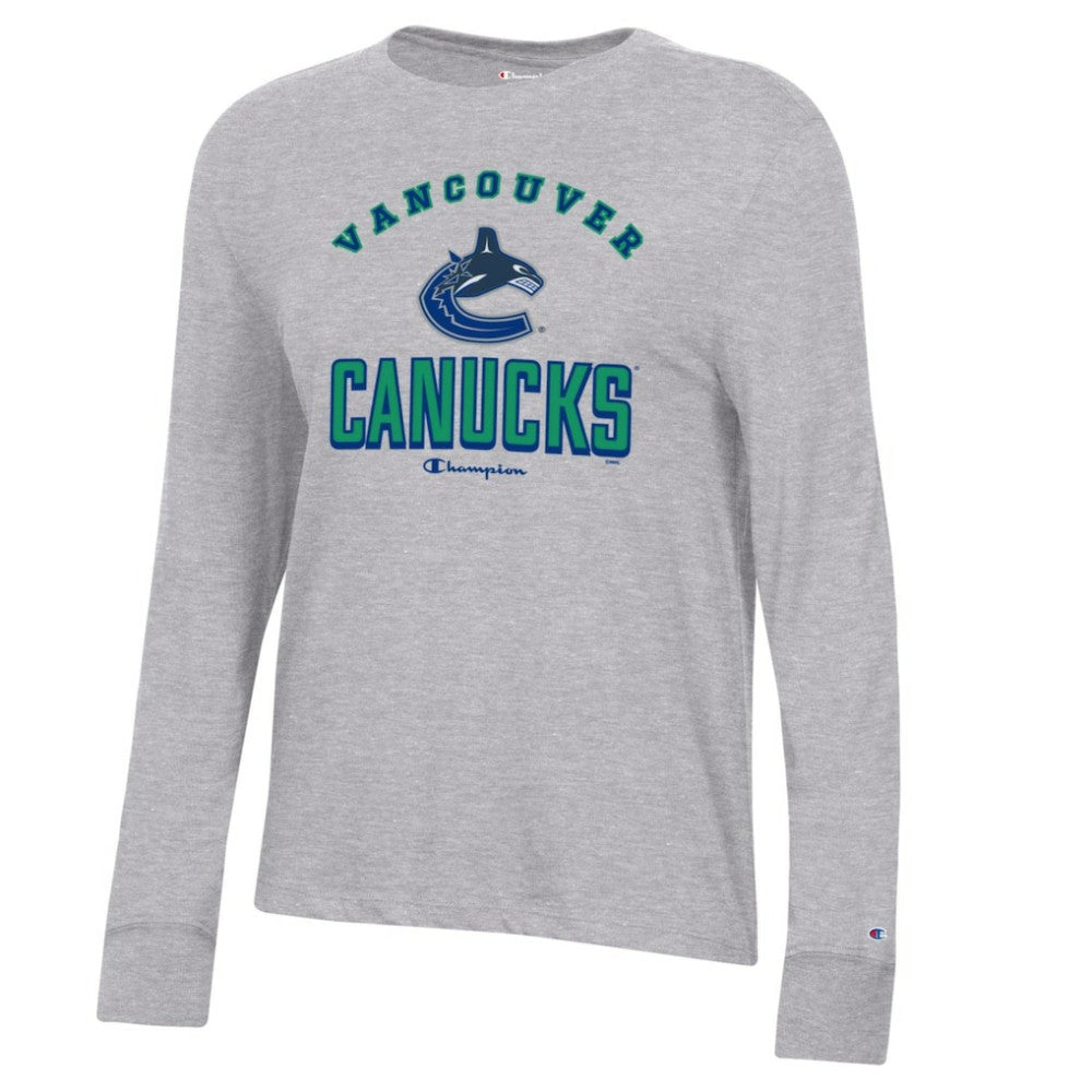 Vancouver Canucks Champion Women's Core Long Sleeve T-Shirt - Heather Gray T-shirts