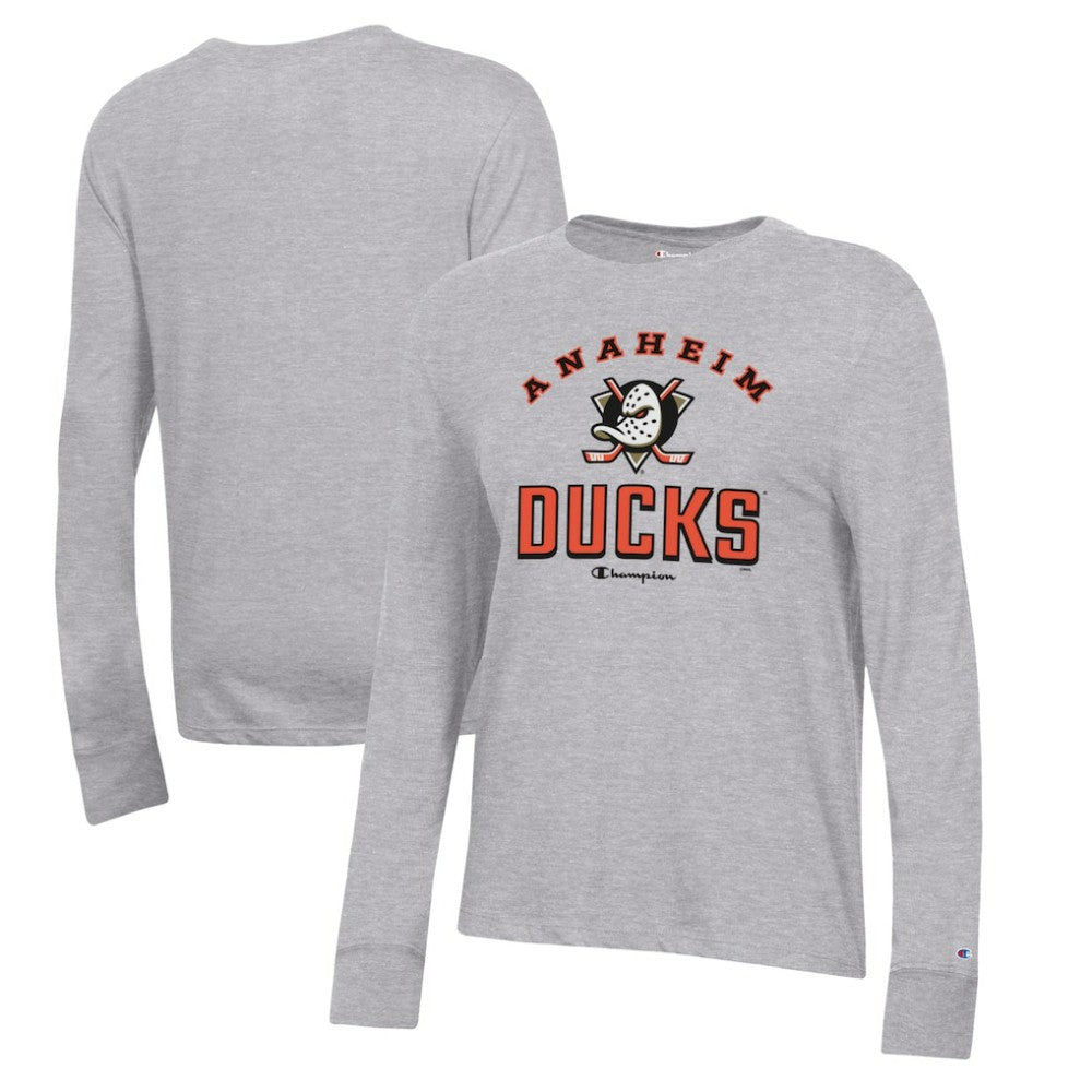 Anaheim Ducks Champion Women's Core Long Sleeve T-Shirt - Heather Gray T-shirts
