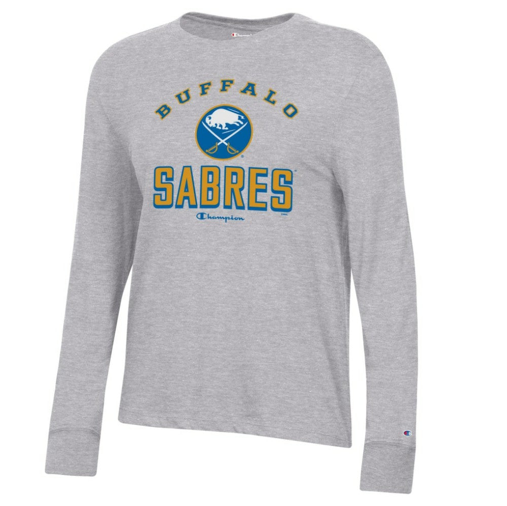 Buffalo Sabres Champion Women's Core Long Sleeve T-Shirt - Heather Gray T-shirts