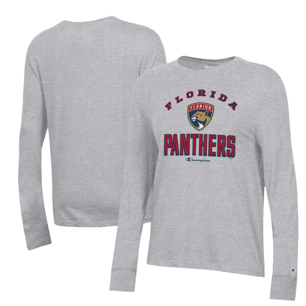 Florida Panthers Champion Women's Core Long Sleeve T-Shirt - Heather Gray T-shirts
