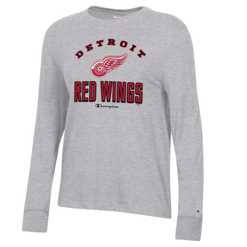 Detroit Red Wings Champion Women's Core Long Sleeve T-Shirt - Heather Gray T-shirts