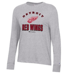 Detroit Red Wings Champion Women's Core Long Sleeve T-Shirt - Heather Gray T-shirts