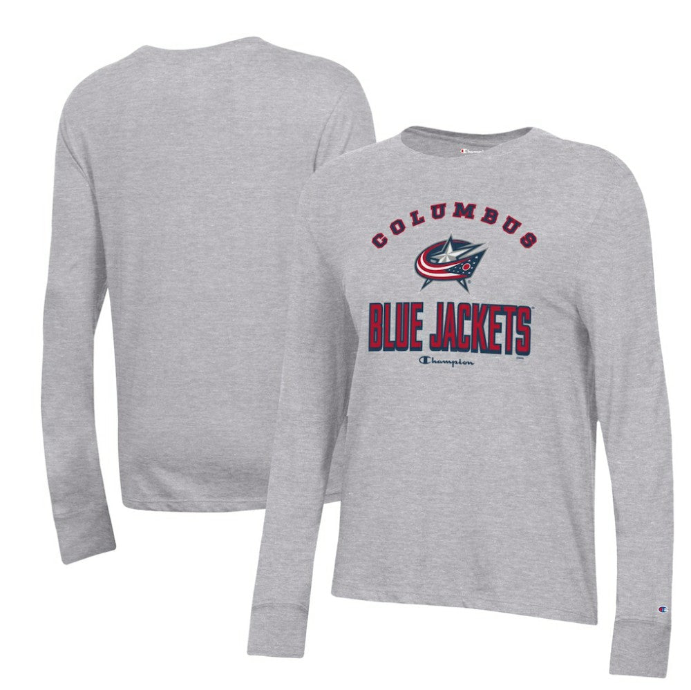 Columbus Blue Jackets Champion Women's Core Long Sleeve T-Shirt - Heather Gray T-shirts