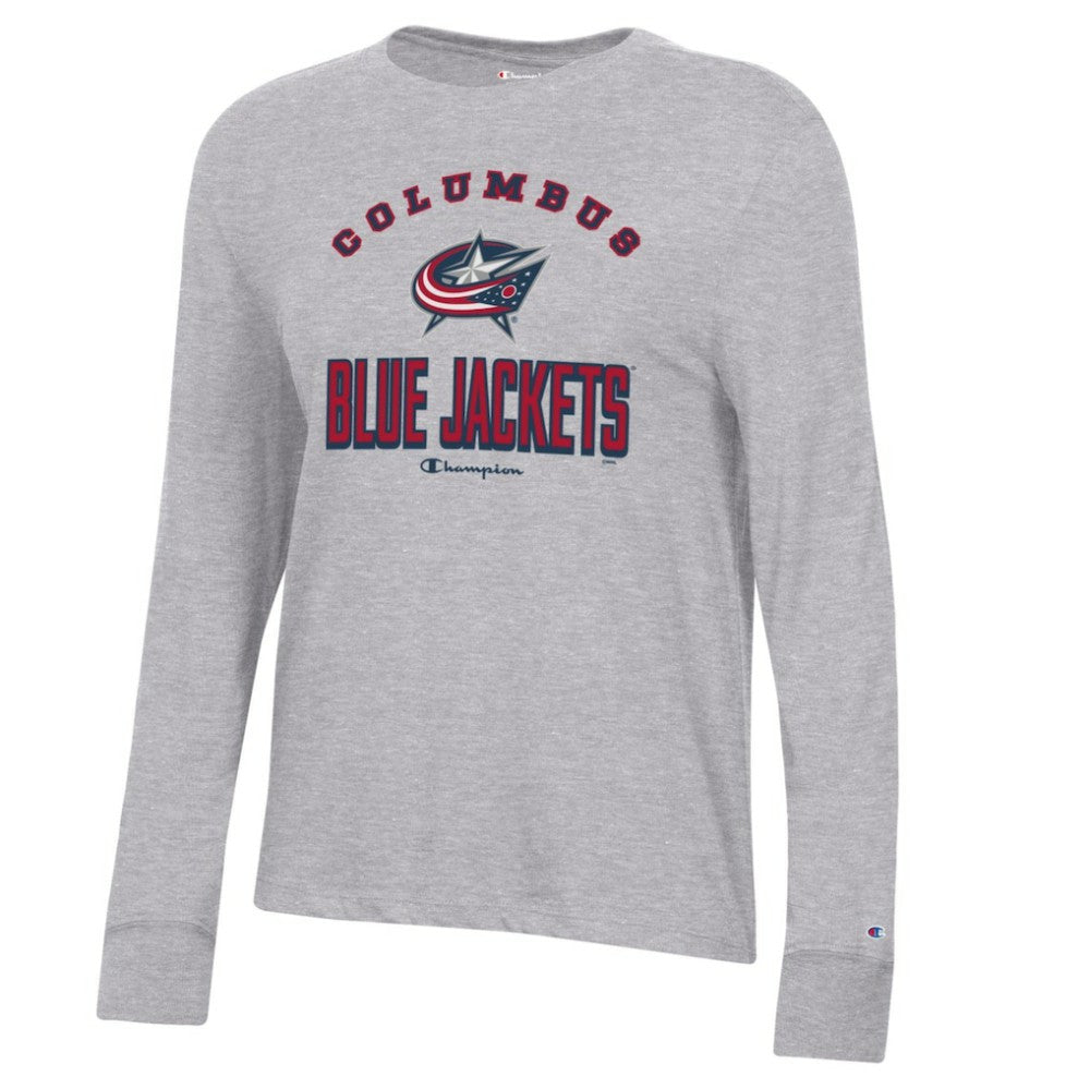 Columbus Blue Jackets Champion Women's Core Long Sleeve T-Shirt - Heather Gray T-shirts