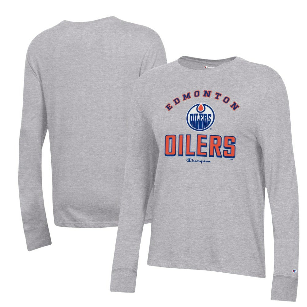 Edmonton Oilers Champion Women's Core Long Sleeve T-Shirt - Heather Gray T-shirts
