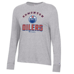 Edmonton Oilers Champion Women's Core Long Sleeve T-Shirt - Heather Gray T-shirts