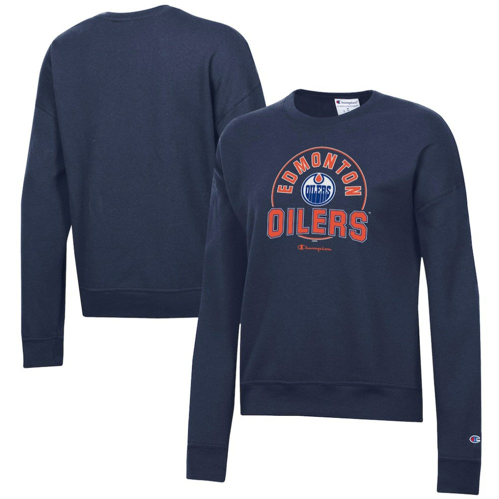 Edmonton Oilers Champion Women's Powerblend Pullover Sweatshirt - Navy Sweatshirts