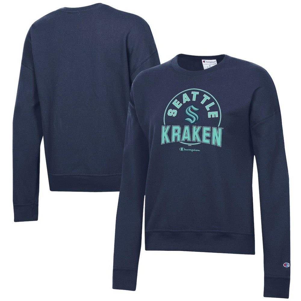 Seattle Kraken Champion Women's Powerblend Pullover Sweatshirt - Deep Sea Blue Sweatshirts