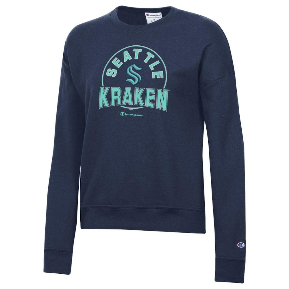 Seattle Kraken Champion Women's Powerblend Pullover Sweatshirt - Deep Sea Blue Sweatshirts