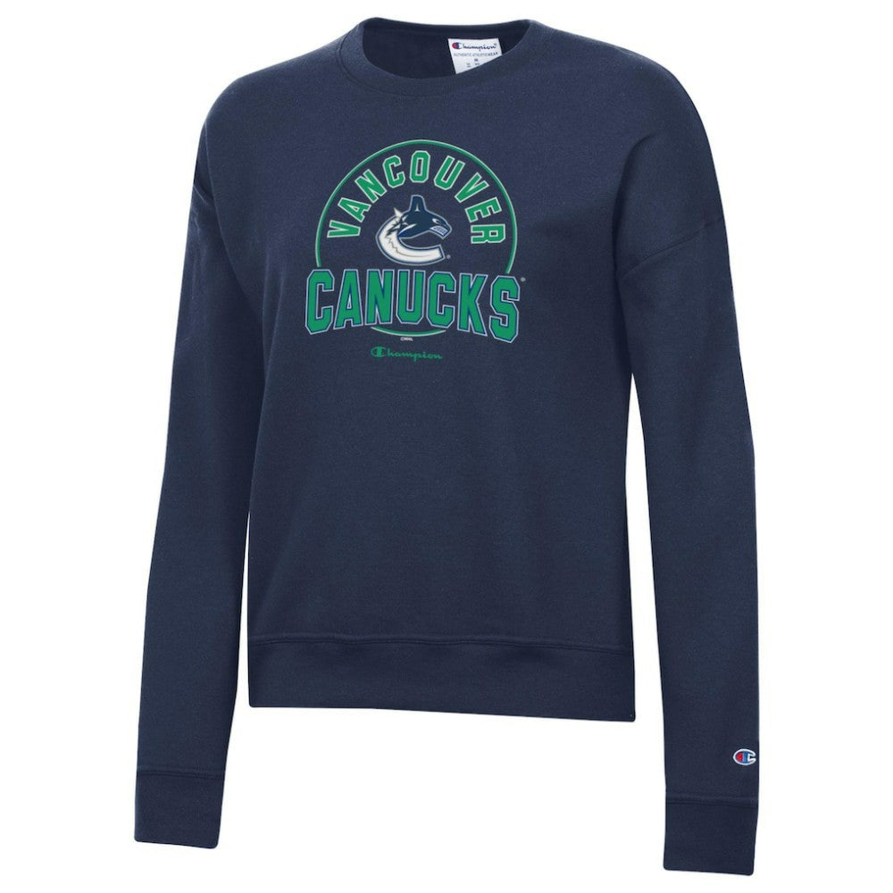 Vancouver Canucks Champion Women's Powerblend Pullover Sweatshirt - Navy Sweatshirts