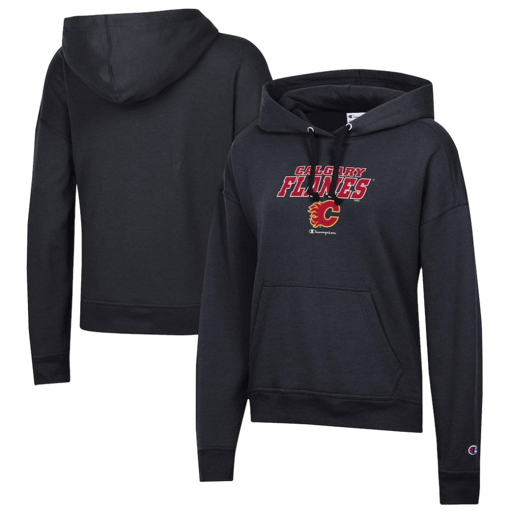Calgary Flames Champion Women's Powerblend Fleece Pullover Hoodie - Black Hoodies