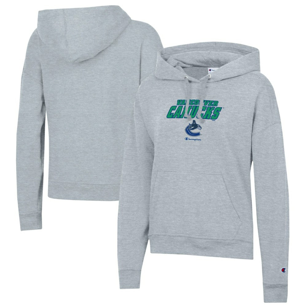 Vancouver Canucks Champion Women's Powerblend Fleece Pullover Hoodie - Gray Hoodies