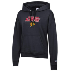 Chicago Blackhawks Champion Women's Powerblend Fleece Pullover Hoodie - Black Hoodies