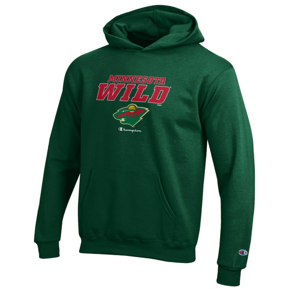 Minnesota Wild Champion Youth Eco Powerblend Pullover Hoodie - Hunter Green Hoodies