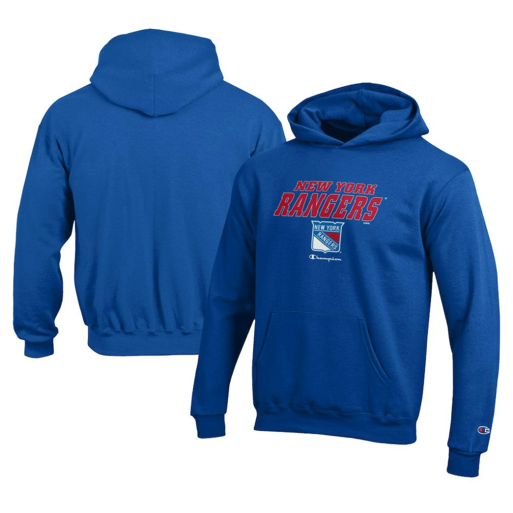 New York Rangers Champion Youth Eco Powerblend Pullover Hoodie - Royal Hoodies