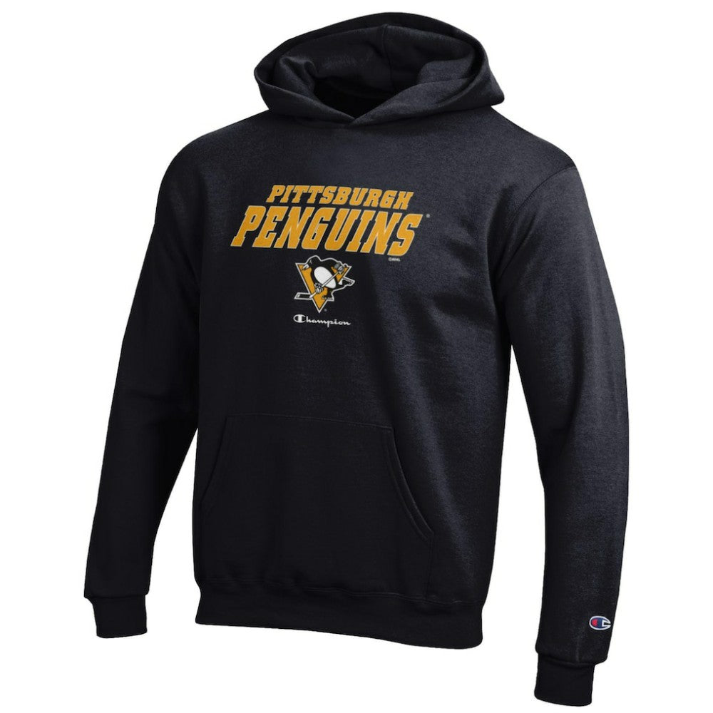 Pittsburgh Penguins Champion Youth Eco Powerblend Pullover Hoodie - Black Hoodies