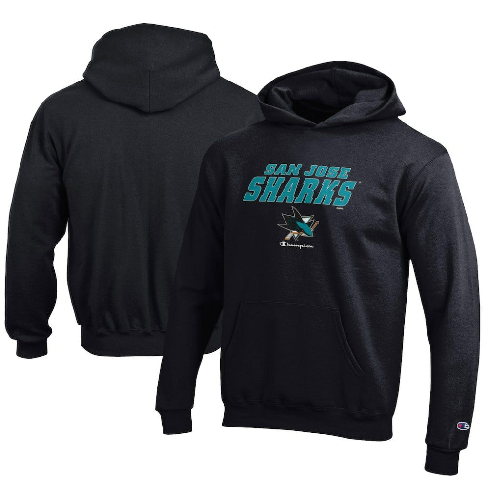 San Jose Sharks Champion Youth Eco Powerblend Pullover Hoodie - Black Hoodies