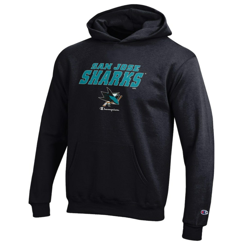 San Jose Sharks Champion Youth Eco Powerblend Pullover Hoodie - Black Hoodies
