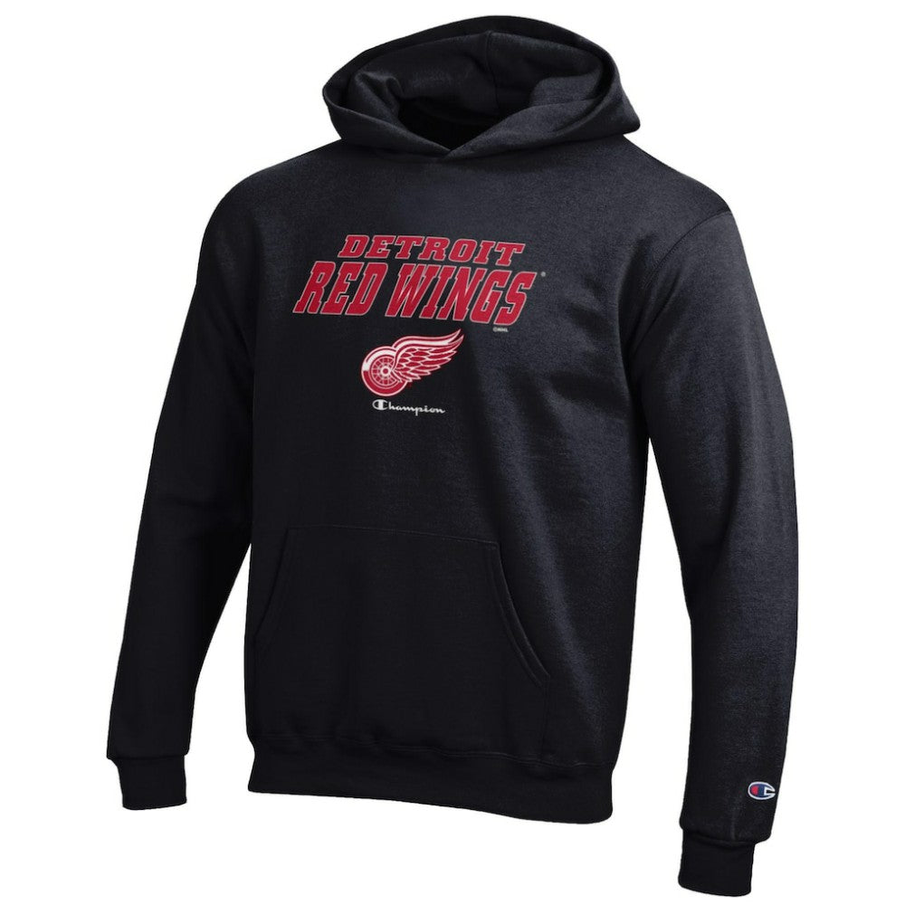 Detroit Red Wings Champion Youth Eco Powerblend Pullover Hoodie - Black Hoodies