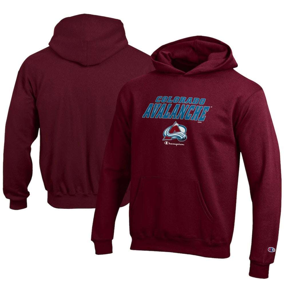 Colorado Avalanche Champion Youth Eco Powerblend Pullover Hoodie - Burgundy Hoodies
