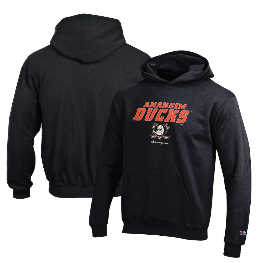 Anaheim Ducks Champion Youth Eco Powerblend Pullover Hoodie - Black Hoodies