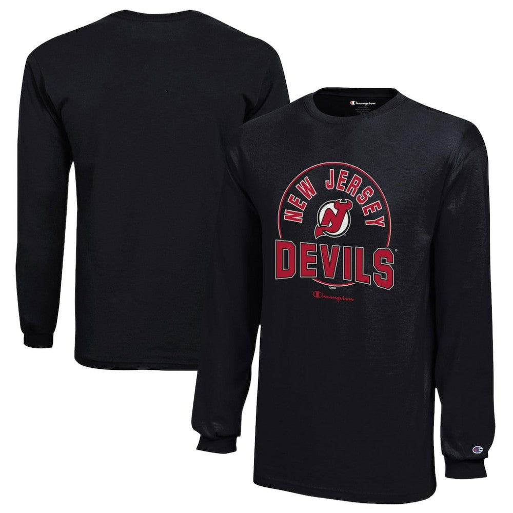New Jersey Devils Champion Youth Long-Sleeve Jersey T-Shirt - Black T-shirts