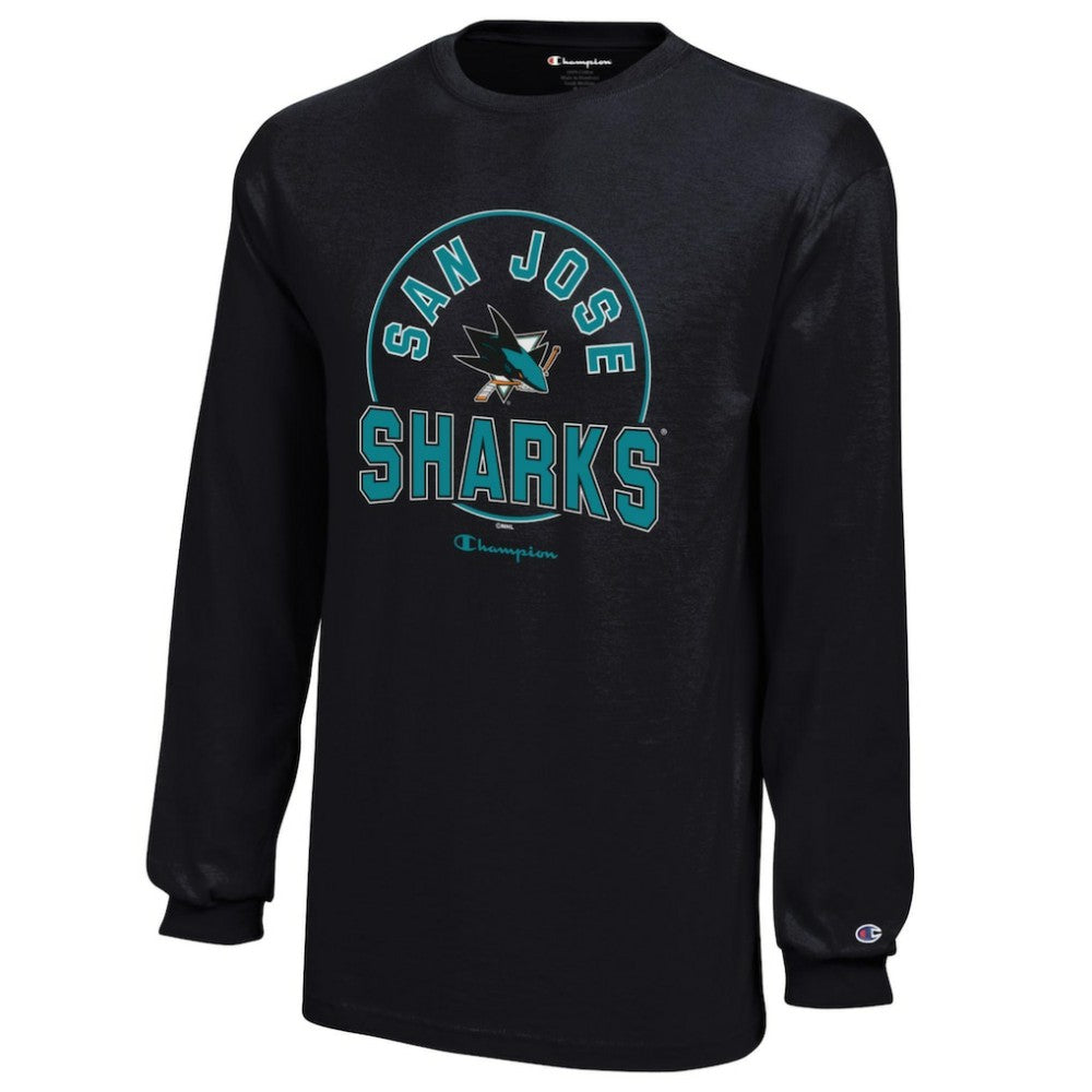 San Jose Sharks Champion Youth Long-Sleeve Jersey T-Shirt - Black T-shirts