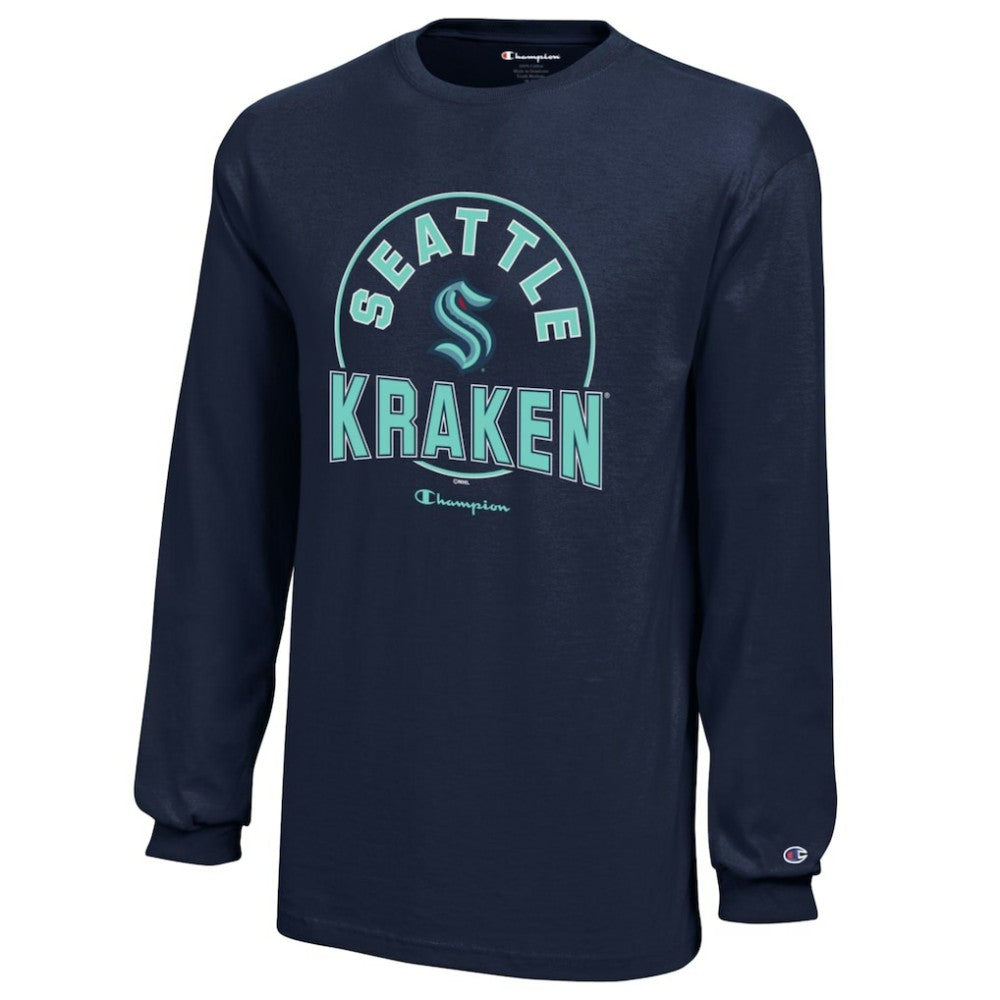 Seattle Kraken Champion Youth Long-Sleeve Jersey T-Shirt - Deep Sea Blue T-shirts