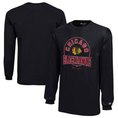 Chicago Blackhawks Champion Youth Long-Sleeve Jersey T-Shirt - Black T-shirts