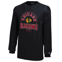Chicago Blackhawks Champion Youth Long-Sleeve Jersey T-Shirt - Black T-shirts