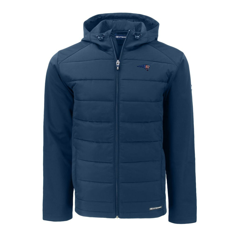 New England Patriots Cutter & Buck Americana Evoke Hybrid Eco Softshell Recycled Full-Zip Hooded Jacket - Navy sale