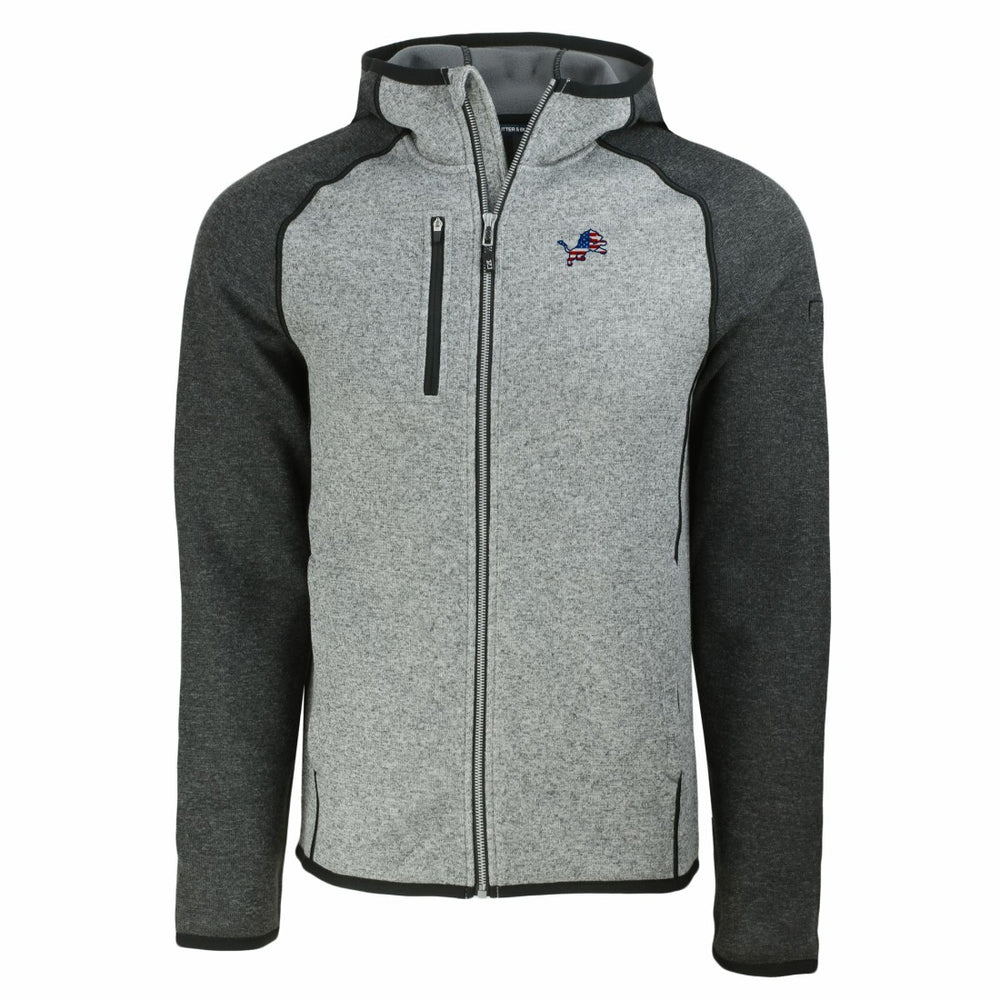Detroit Lions Cutter & Buck Americana Mainsail Full-Zip Hooded Jacket - Heather Gray/Heather Charcoal for sale
