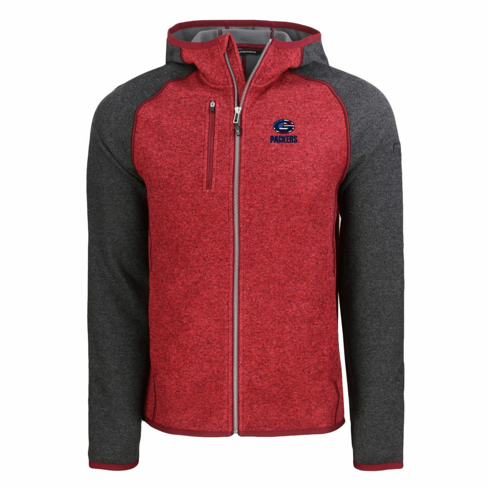 Green Bay Packers Cutter & Buck Americana Mainsail Full-Zip Hooded Jacket - Heather Red/Heather Charcoal discount