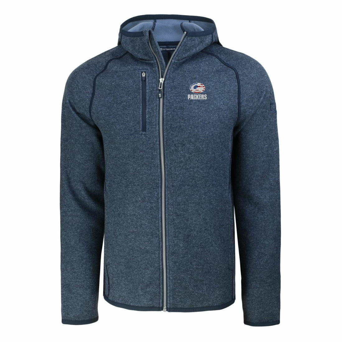 Green Bay Packers Cutter & Buck Americana Mainsail Full-Zip Hooded Jacket - Heather Navy online