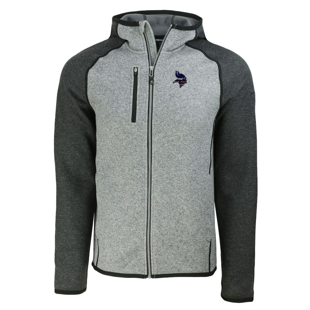 Minnesota Vikings Cutter & Buck Americana Mainsail Full-Zip Hooded Jacket - Heather Gray/Heather Charcoal on sale