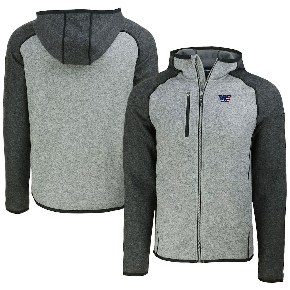 Washington Commanders Cutter & Buck Americana Mainsail Full-Zip Hooded Jacket - Heather Gray/Heather Charcoal for sale