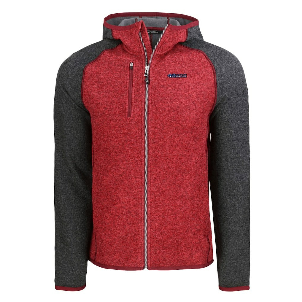 San Francisco 49ers Cutter & Buck Americana Mainsail Full-Zip Hooded Jacket - Heather Scarlet/Heather Charcoal cheap
