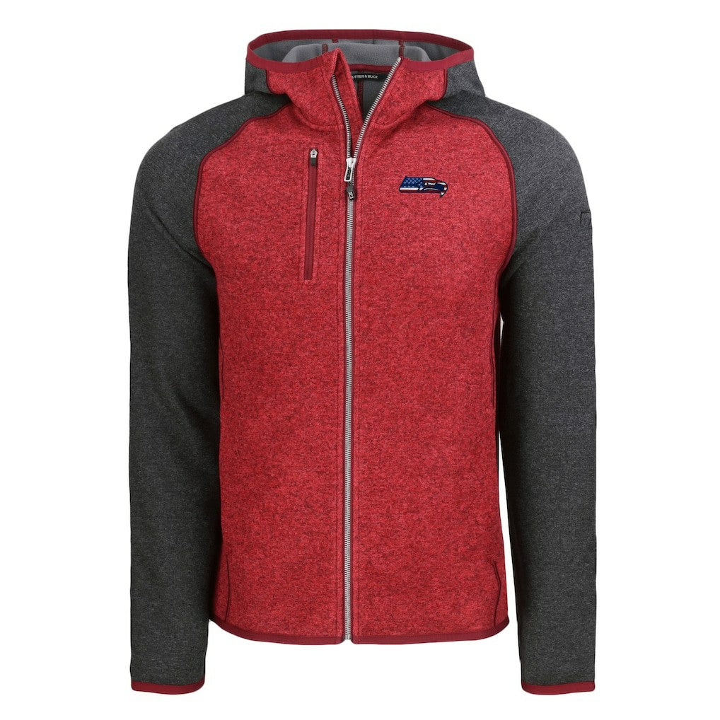 Seattle Seahawks Cutter & Buck Americana Mainsail Full-Zip Hooded Jacket - Heather Red/Heather Charcoal on sale