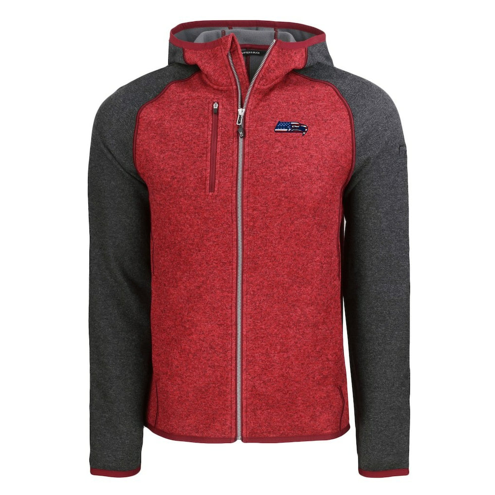 Seattle Seahawks Cutter & Buck Americana Mainsail Full-Zip Hooded Jacket - Heather Red/Heather Charcoal on sale