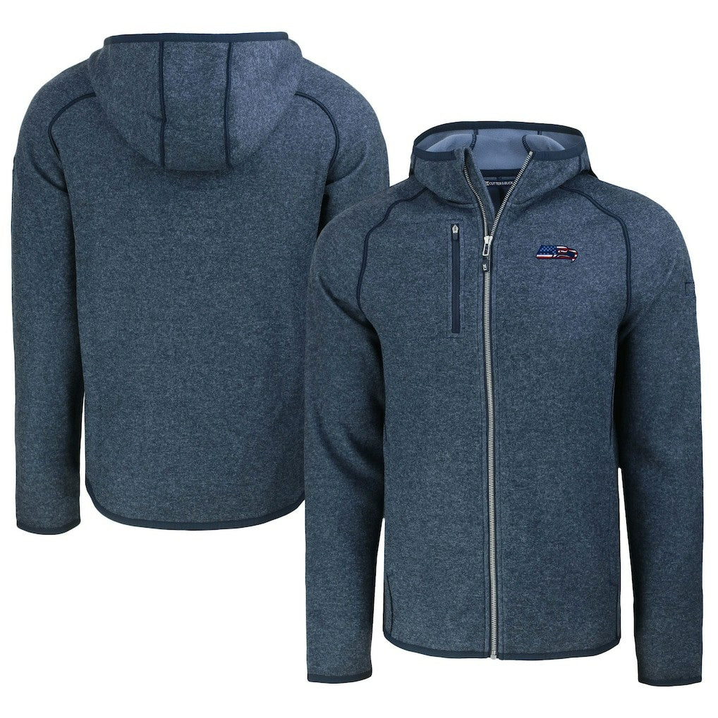 Seattle Seahawks Cutter & Buck Americana Mainsail Full-Zip Hooded Jacket - Heather College Navy discount