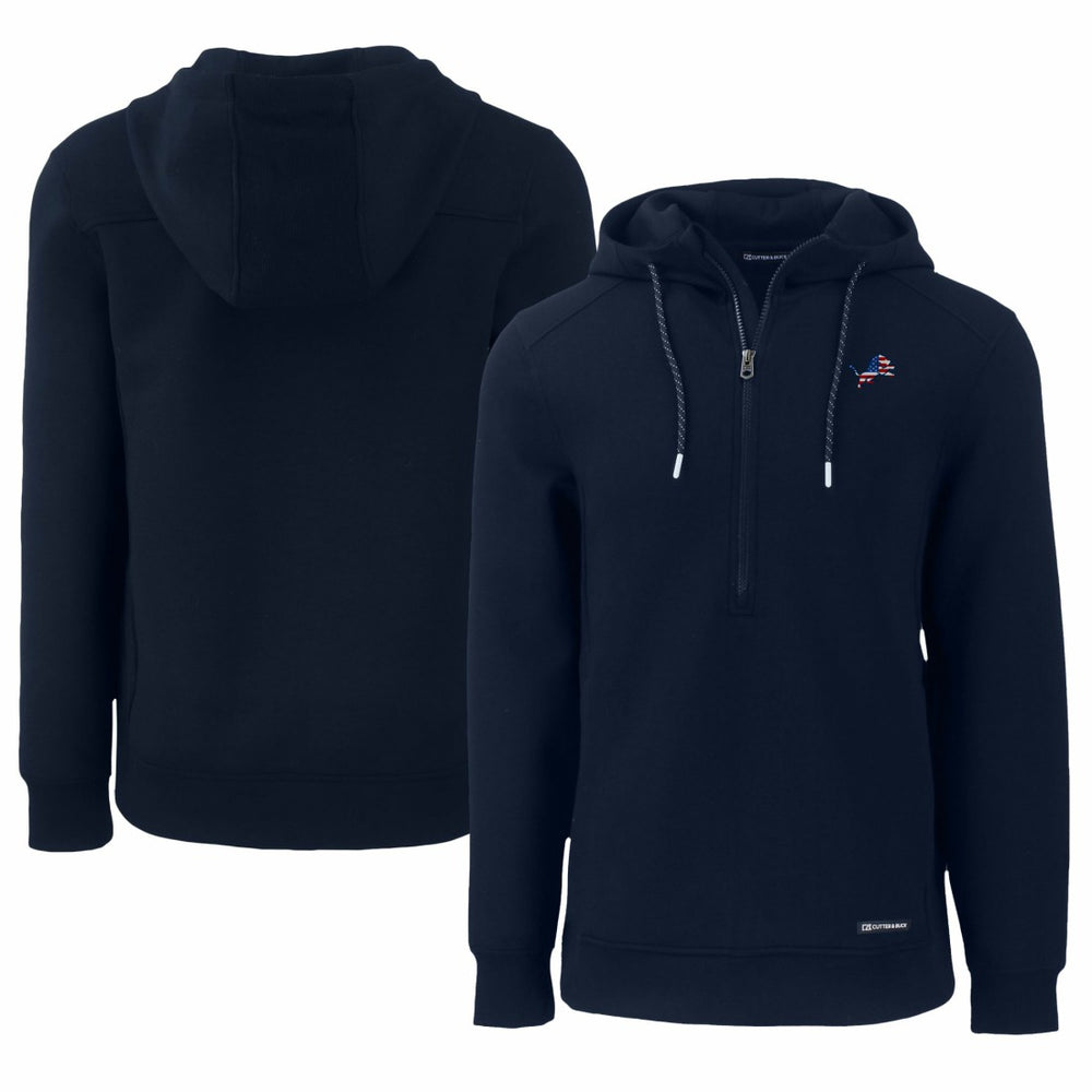 Detroit Lions Cutter & Buck Americana Roam Eco Half-Zip Recycled Pullover Hoodie - Navy for sale