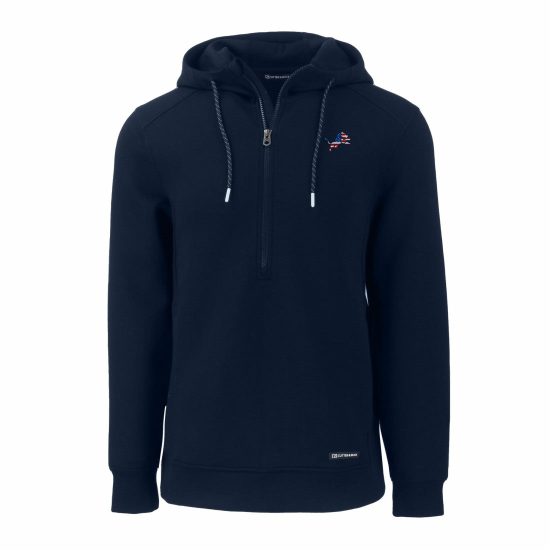 Detroit Lions Cutter & Buck Americana Roam Eco Half-Zip Recycled Pullover Hoodie - Navy for sale