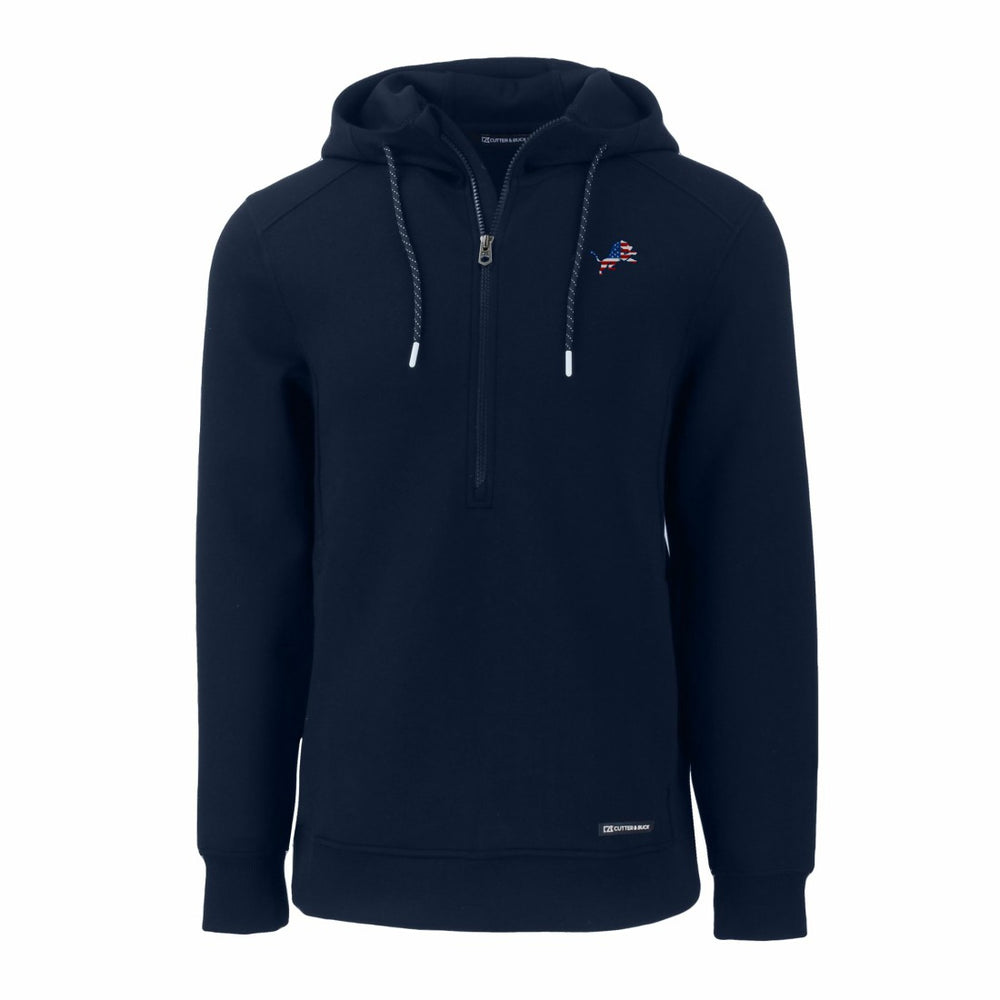 Detroit Lions Cutter & Buck Americana Roam Eco Half-Zip Recycled Pullover Hoodie - Navy for sale