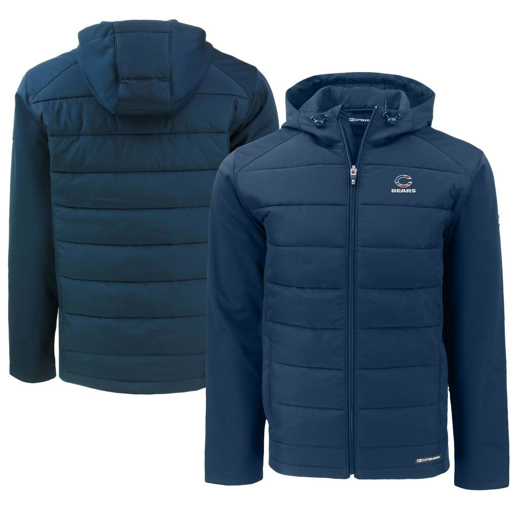 Chicago Bears Cutter & Buck Big & Tall Americana Evoke Hybrid Eco Softshell Recycled Full-Zip Hooded Jacket - Navy on sale