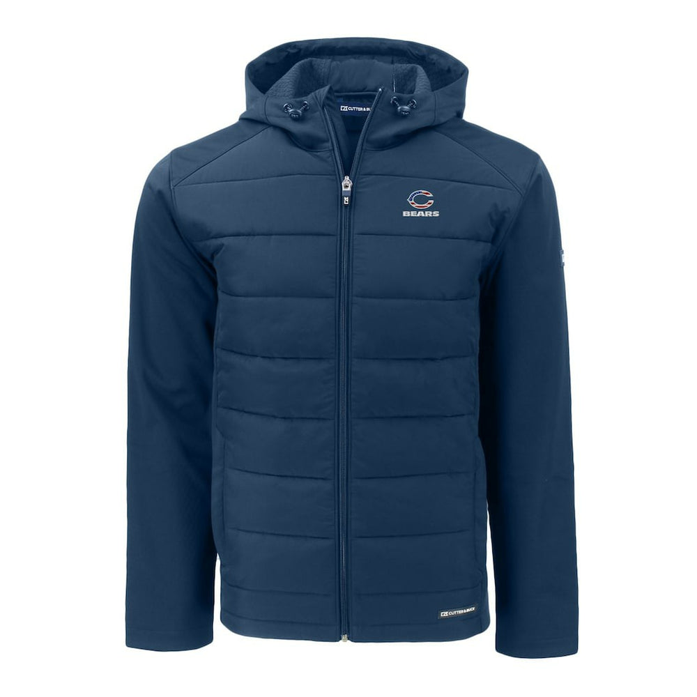 Chicago Bears Cutter & Buck Big & Tall Americana Evoke Hybrid Eco Softshell Recycled Full-Zip Hooded Jacket - Navy on sale