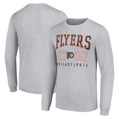 Philadelphia Flyers Starter Retro Graphic Long Sleeve Crew T-Shirt - Heather Gray T-shirts