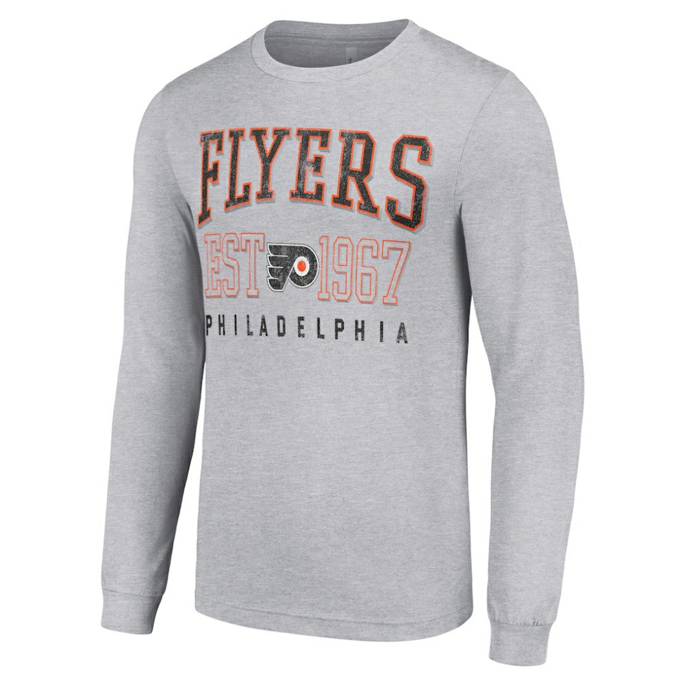Philadelphia Flyers Starter Retro Graphic Long Sleeve Crew T-Shirt - Heather Gray T-shirts